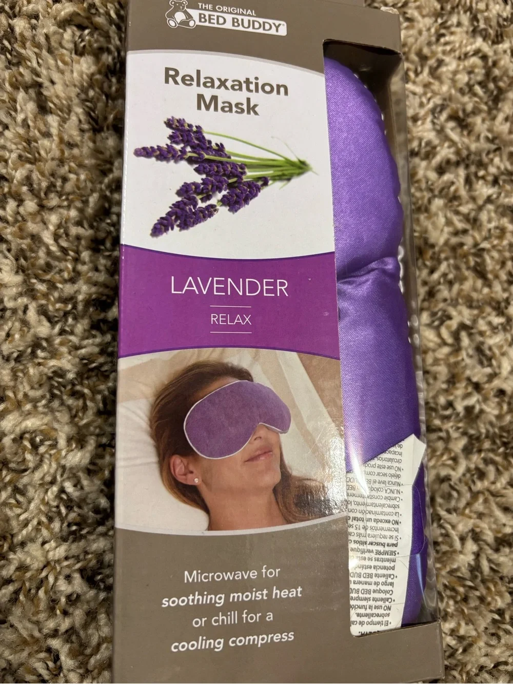 Bed Buddy Relaxation Mask Lavender Satin Single Sleep Mask Purple BBF4006-12